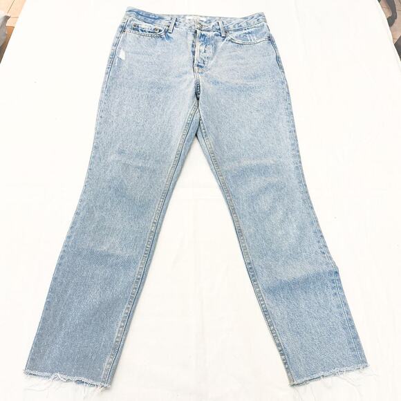 GRLFRND Karolina Feel Right Light Wash Button Fly Raw Hem Denim Jeans Size 28 - Picture 2 of 9